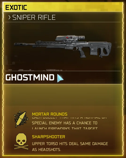 Ghostmind exotic weapon card