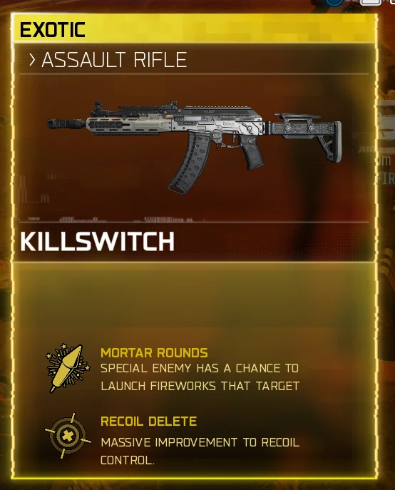 Killswitch exotic weapon card