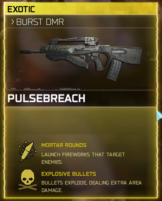 Pulsebreach exotic weapon card