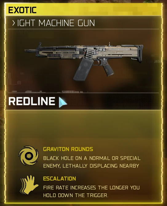 Redline exotic weapon card