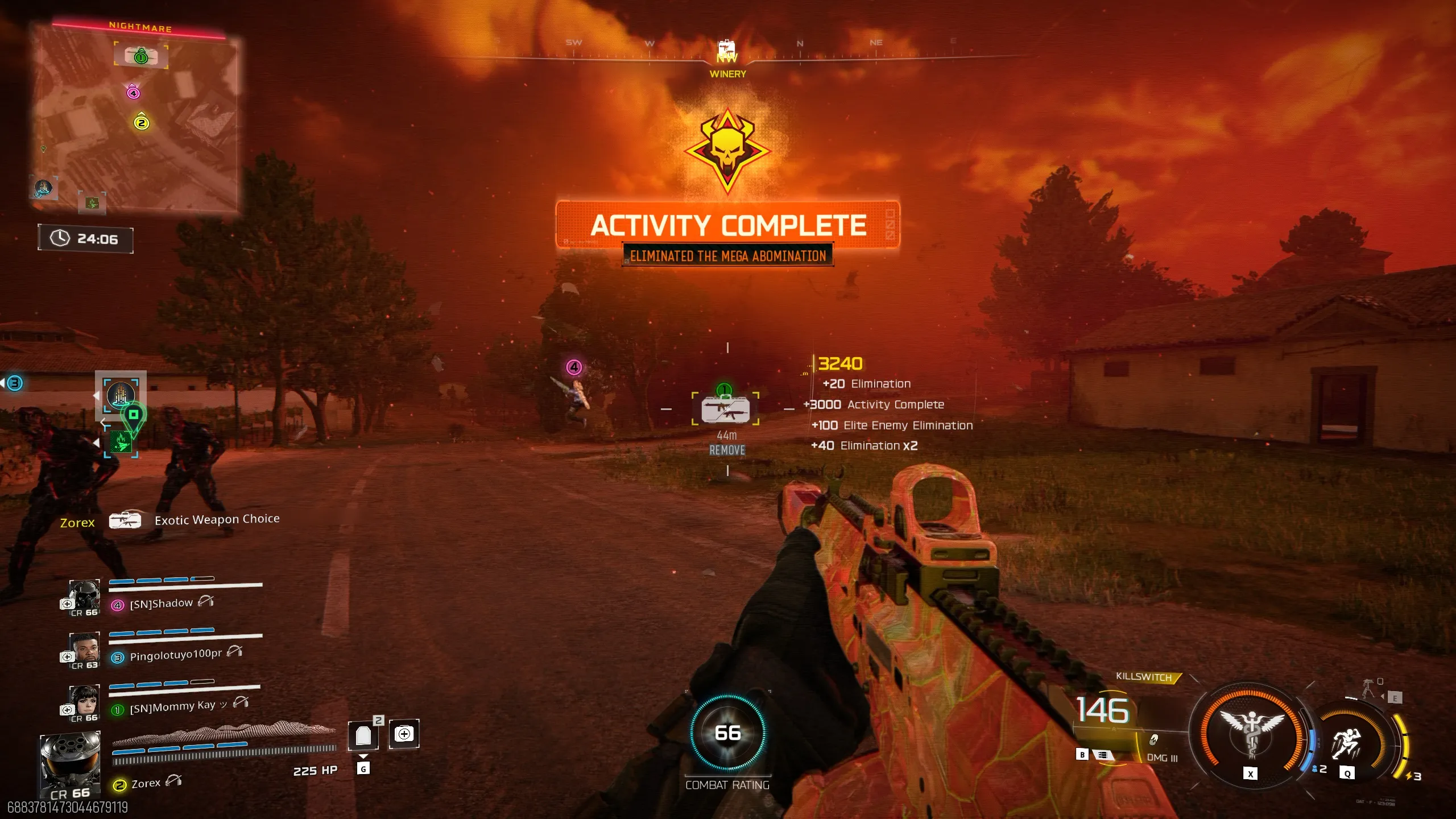 Mega Abomination Activity Complete with Exotic Weapon Choice reward